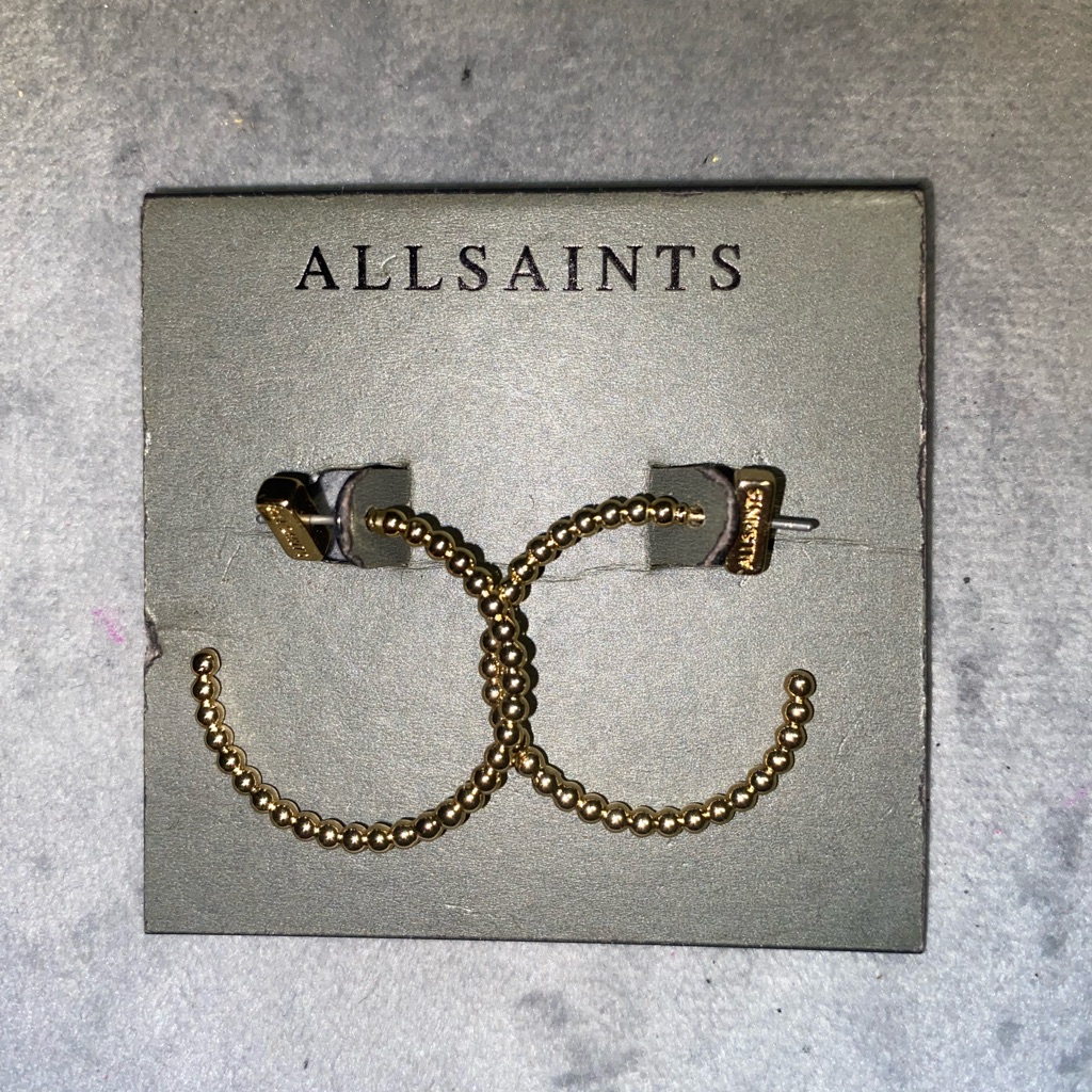 Bnwt All Saints Darcy Chunky Gold Tone Hoop Earrings